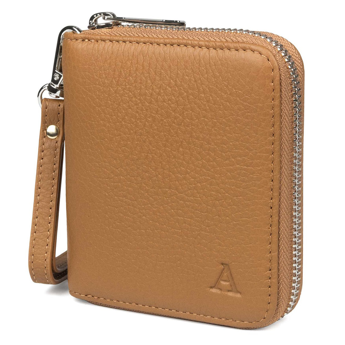 Aarni hjortskinn mini Clutch-plånbok cognac/silver