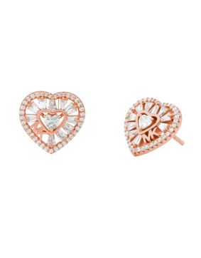 Michael Kors silver roseguldfärgat hjärtörhängen MKC1691CZ791