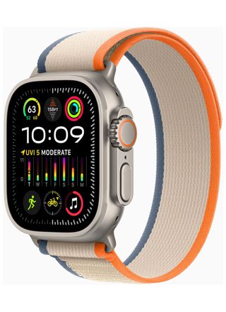 Apple Watch Ultra 2 GPS + Cellular 49mm Titanium Case with Orange/Beige Trail Loop - M/L MRF23KS/A