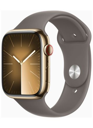 Apple Watch Series 9 GPS + Cellular 45mm Gold Stainless Steel Case with Clay Sport Band - M/L MRMT3KS/A