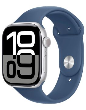 Apple Watch Series 10 GPS + Cellular 42mm Silver Aluminium Case with Denim Sport Band MWX33QN/A