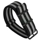 Tiera james Bond NATO-armband - Svart PVD spänne och ringar 24 mm
