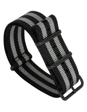 Tiera james Bond NATO-armband - Svart PVD spänne och ringar