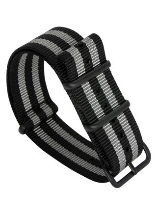 Tiera james Bond NATO-armband - Svart PVD spänne och ringar