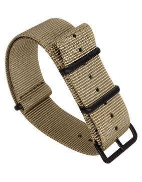 Tiera khaki NATO-armband - Svart PVD spänne och ringar