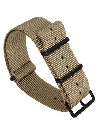 Tiera khaki NATO-armband - Svart PVD spänne och ringar
