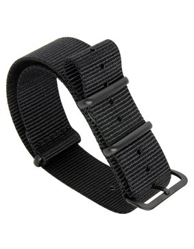Tiera svart NATO-armband - Svart PVD spänne och ringar