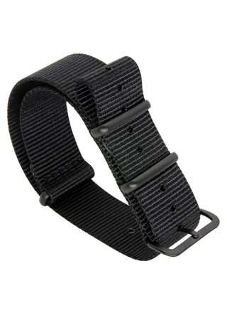 Tiera svart NATO-armband - Svart PVD spänne och ringar