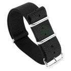 Tiera svart NATO-armband - blankpolerad stål spänne och ringar 18 mm