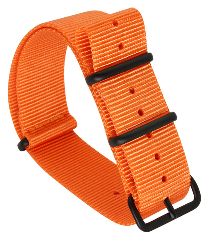 Tiera orange NATO-armband - Svart PVD spänne och ringar