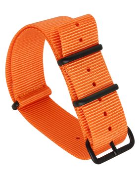 Tiera orange NATO-armband - Svart PVD spänne och ringar