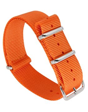 Tiera orange NATO-armband - blankpolerad stål spänne och ringar