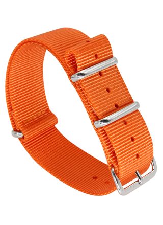 Tiera orange NATO-armband - blankpolerad stål spänne och ringar