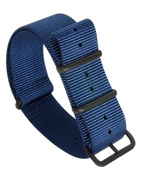 Tiera blått NATO-armband - Svart PVD spänne och ringar
