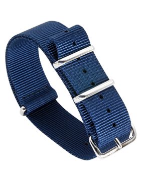 Tiera blått NATO-armband - blankpolerad stål spänne och ringar