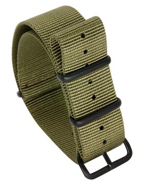 Tiera grönt NATO-armband - Svart PVD spänne och ringar