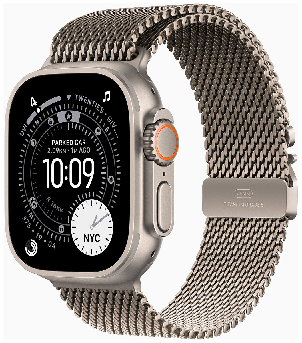 Apple Watch Ultra 3 GPS + Cellular 49mm Natural Titanium Case with Natural Titanium Milanese Loop MEWY4KS/A