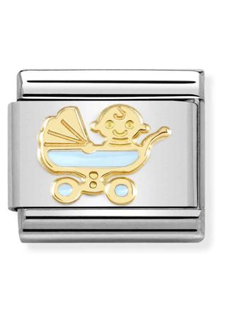 Nomination Classic Gold Light Blue Baby Carriage 030272/61