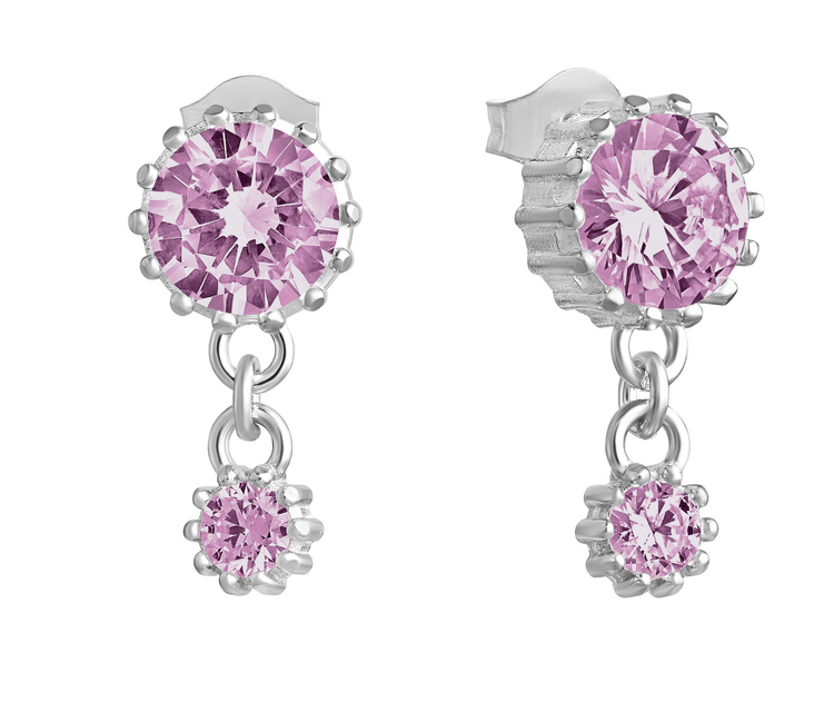 Lempikoru Bud drop örhängen pink med två stenar silver platinerat 33 077 06 000