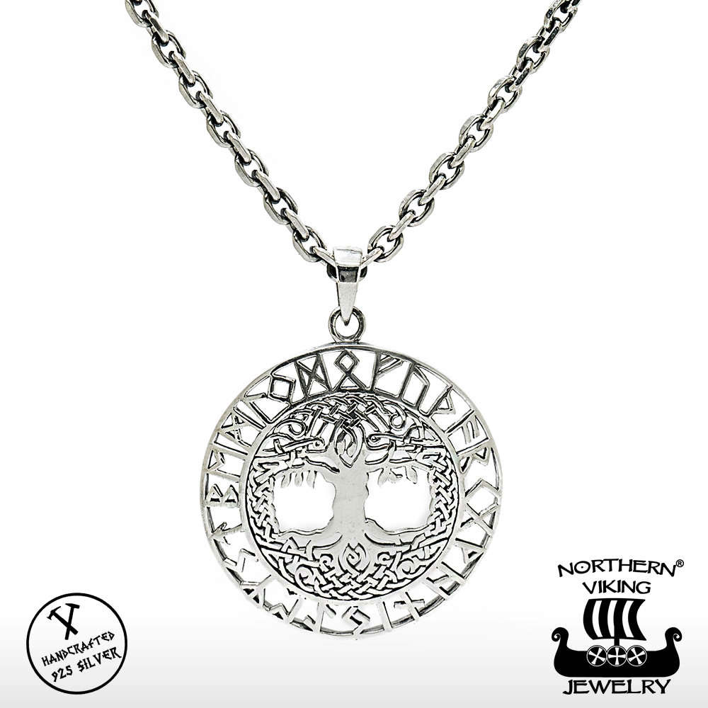 Northern Viking Jewelry Rune Circle Tree Of Life hänge NVJ-H-RS046