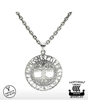 Northern Viking Jewelry Rune Circle Tree Of Life hänge NVJ-H-RS046