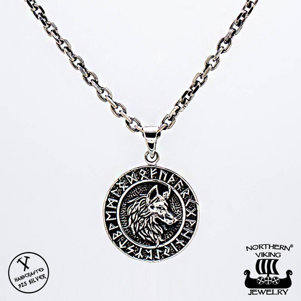 Northern Viking Jewelry Rune Wolf hänge NVJ-H-RS050