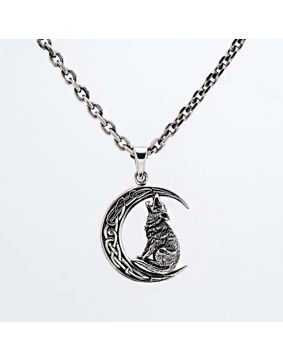 Northern Viking Jewelry Moon Wolf hänge NVJ-H-RS051