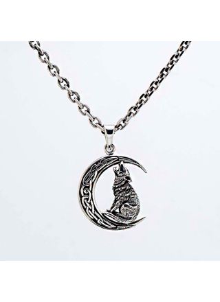 Northern Viking Jewelry Moon Wolf hänge NVJ-H-RS051