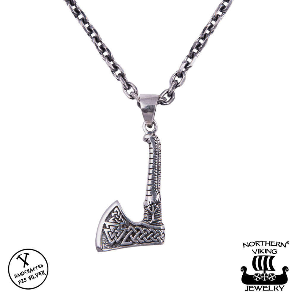 Northern Viking Jewelry Valknut Axe hänge NVJ-H-RS055