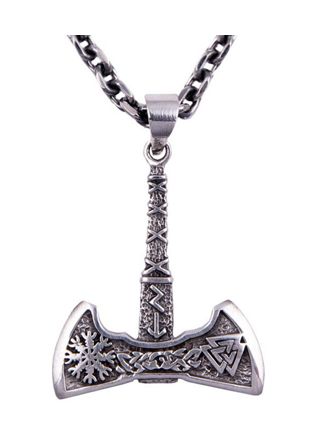 Northern Viking Jewelry Valknut Axe hänge i silver NVJ-H-RS056