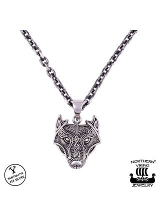 Northern Viking Jewelry Guardian Wolf hänge NVJ-H-RS060
