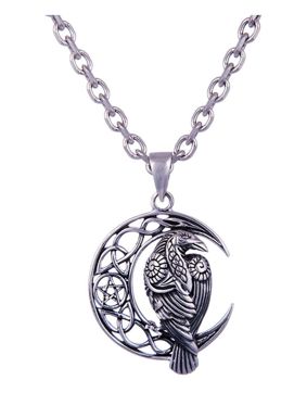 Northern Viking Jewelry Moon Raven And Star silver berlock NVJ-H-RS062