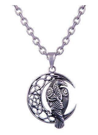 Northern Viking Jewelry Moon Raven And Star silver berlock NVJ-H-RS062