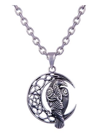 Northern Viking Jewelry Moon Raven And Star silver berlock NVJ-H-RS062