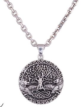 Northern Viking Jewelry Tree Of Life With Fenrir silver berlock NVJ-H-RS070