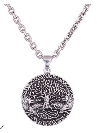 Northern Viking Jewelry Tree Of Life With Fenrir silver berlock NVJ-H-RS070