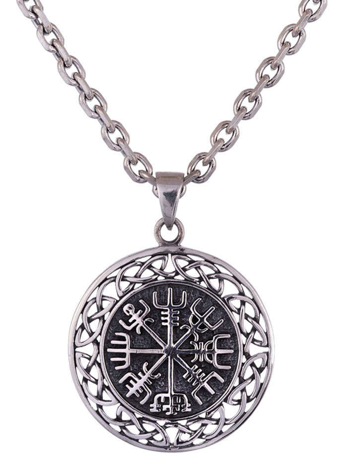 Northern Viking Jewelry Celtic Knot Vegvisir silver berlock NVJ-H-RS075