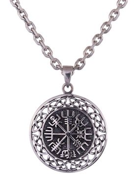 Northern Viking Jewelry Celtic Knot Vegvisir silver berlock NVJ-H-RS075