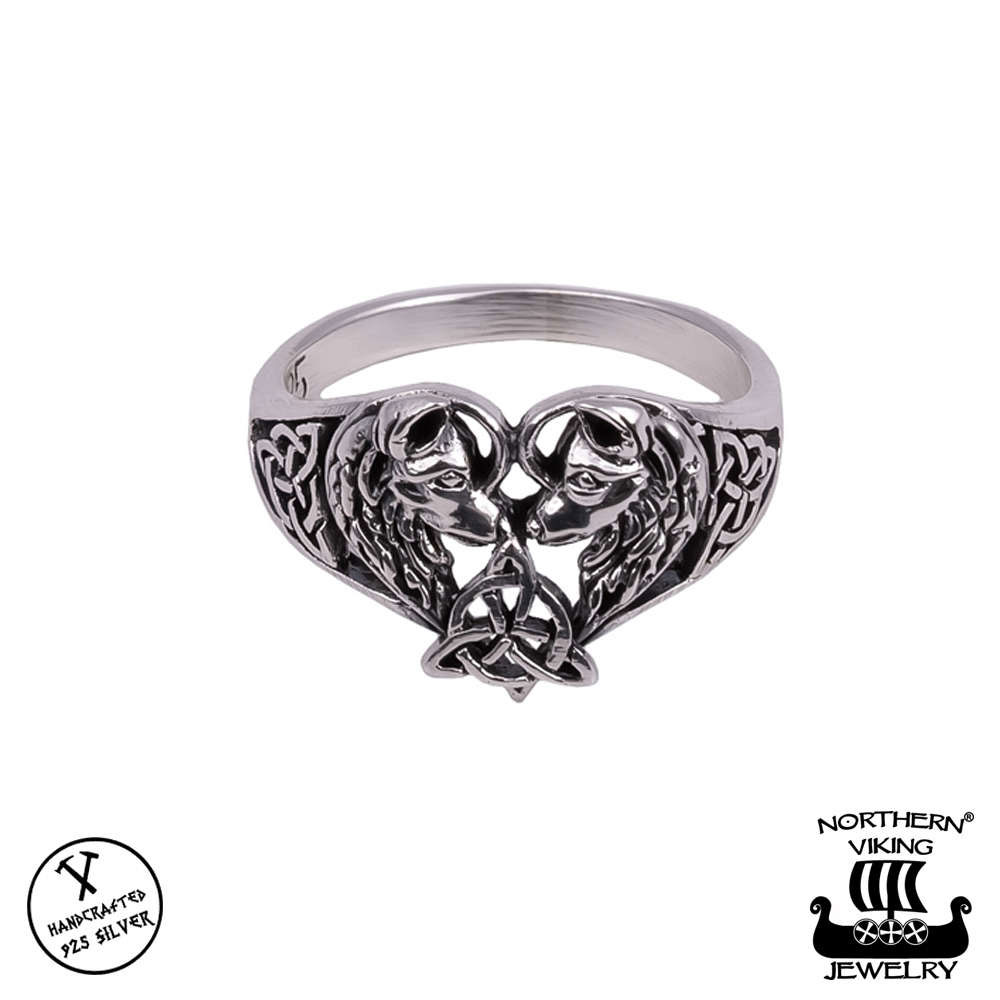 Northern Viking Jewelry Heart Wolf ring NVJ-H-SO018