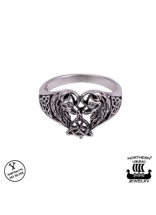 Northern Viking Jewelry Heart Wolf ring NVJ-H-SO018