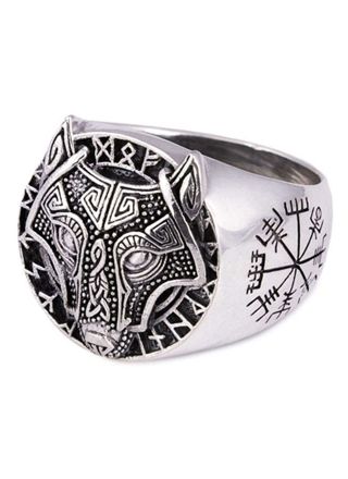 Northern Viking Jewelry Guardian Wolf ring NVJ-H-SO022