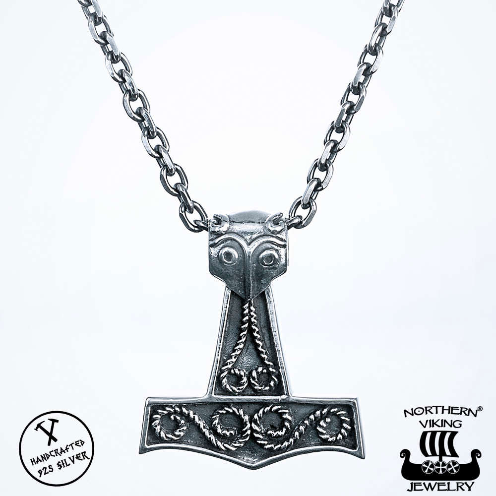 Northern Viking Jewelry Scandinavian Raven Thor's Hammer hänge NVJ-H-RS016