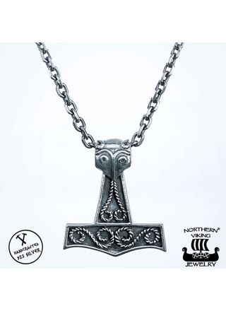 Northern Viking Jewelry Scandinavian Raven Thor's Hammer hänge NVJ-H-RS016