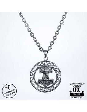 Northern Viking Jewelry Raven Thor's Hammer hänge NVJ-H-RS020