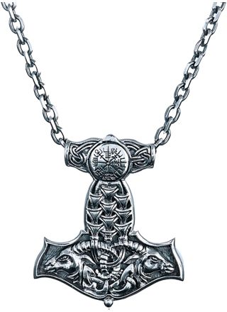 Northern Viking Jewelry Vegvisir Thor's Hammer hänge NVJ-H-RS023