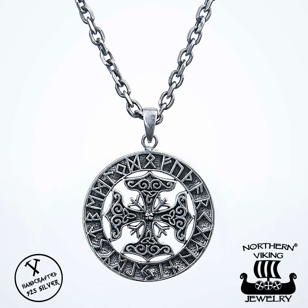 Northern Viking Jewelry Four Thor's Hammer hänge NVJ-H-RS030
