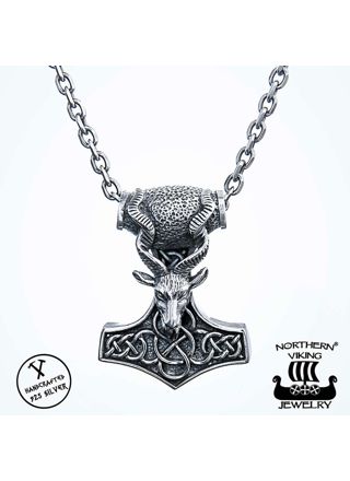 Northern Viking Jewelry Goat Thor's Hammer hänge NVJ-H-RS035