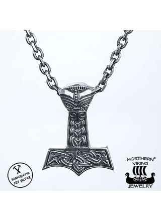 Northern Viking Jewelry Dragon Thor's Hammer hänge NVJ-H-RS036