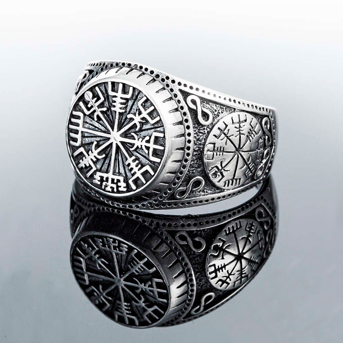 Northern Viking Jewelry Vegvisir oxiderad ring NVJ-H-SO005