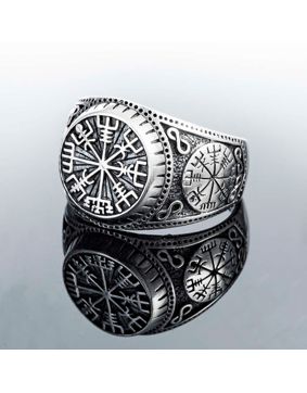 Northern Viking Jewelry Vegvisir oxiderad ring NVJ-H-SO005